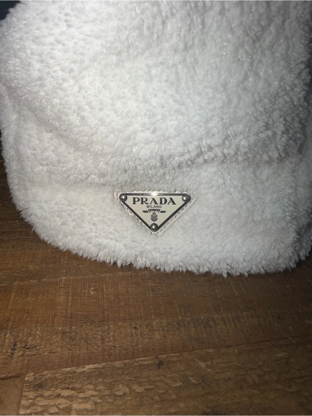 PRADA White Faux-Fur Tote Bag - Milano Logo